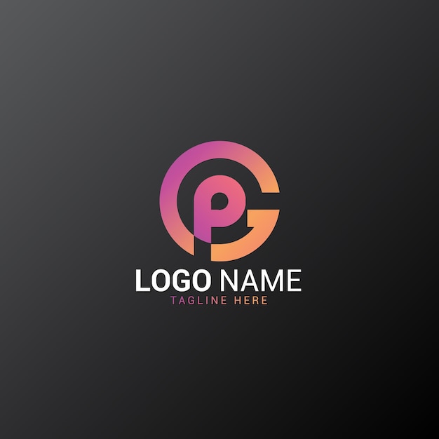 Diseño del logotipo de la cuadrícula de letras PG