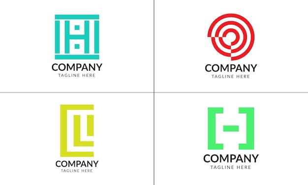 Vector diseño de logotipo de cuadrícula con set para empresa.