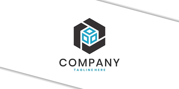 Diseño del logotipo del cubo geométrico en forma de hexágono