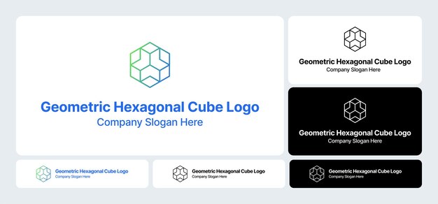 Diseño del logotipo del cubo hexagonal geométrico