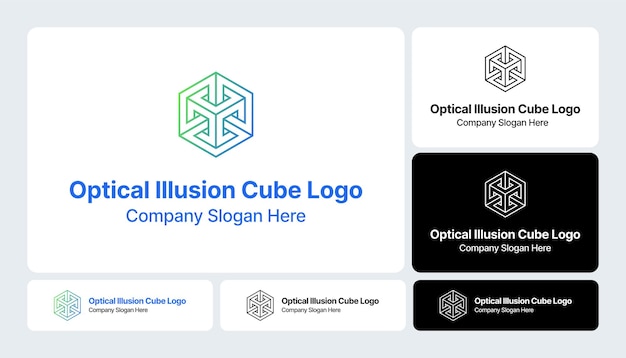 Diseño del logotipo del cubo de ilusión óptica para empresas