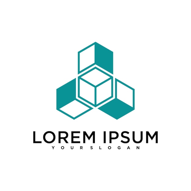 Diseño de logotipo de cubo o caja simple y abstracto Premium Vector