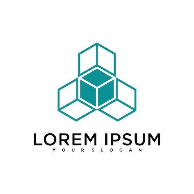 Diseño de logotipo de cubo o caja simple y abstracto Premium Vector