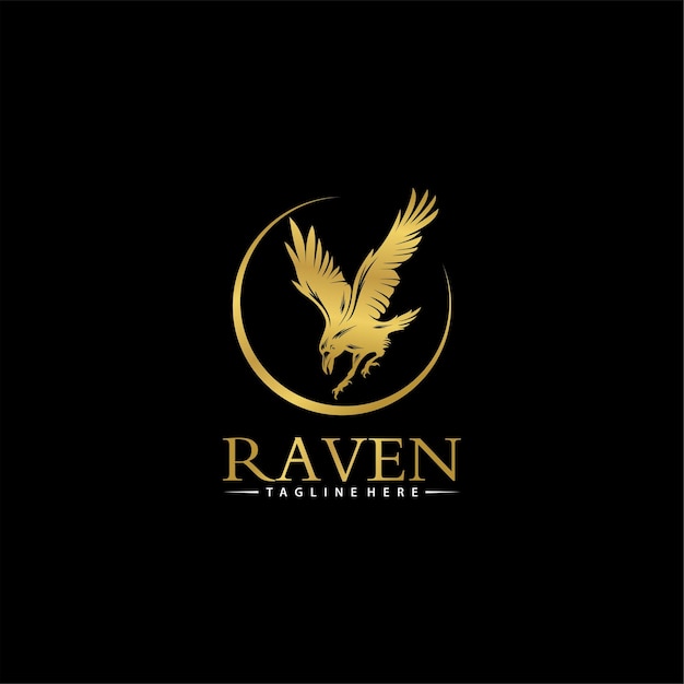 diseño de logotipo de cuervo vector lujo