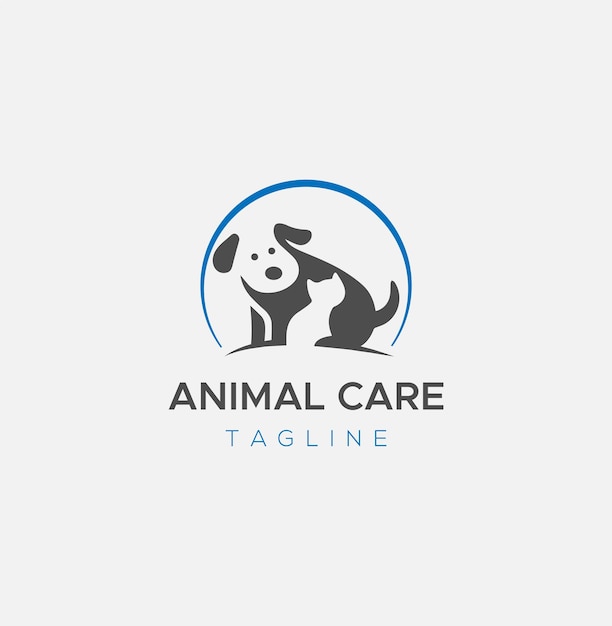 Diseño de logotipo de cuidado animal con icono
