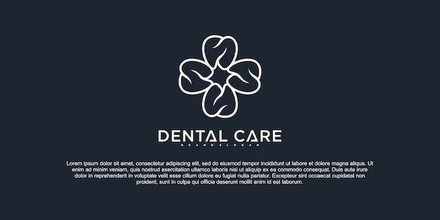 Diseño de logotipo de cuidado dental minimalista con estilo de arte lineal creativo vector premium