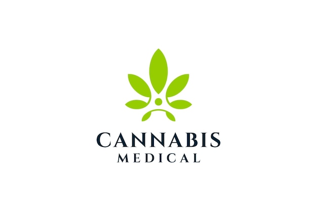 Diseño de logotipo para el cuidado de la hierba orgánica de cannabis.