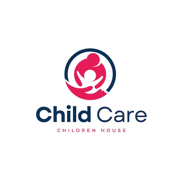 Diseño de logotipo de cuidado infantil minimalista de color vector libre