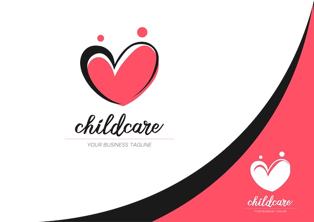 Vector diseño de logotipo de cuidado de niños