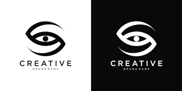 Diseño del logotipo de cuidado ocular Premium Vector