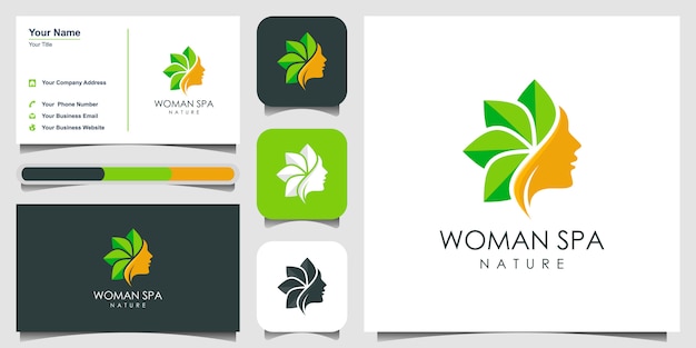 Diseño de logotipo de cuidado de piel de belleza. concepto de logo de terapia de spa. diseño de logotipos y diseño de tarjetas de visita