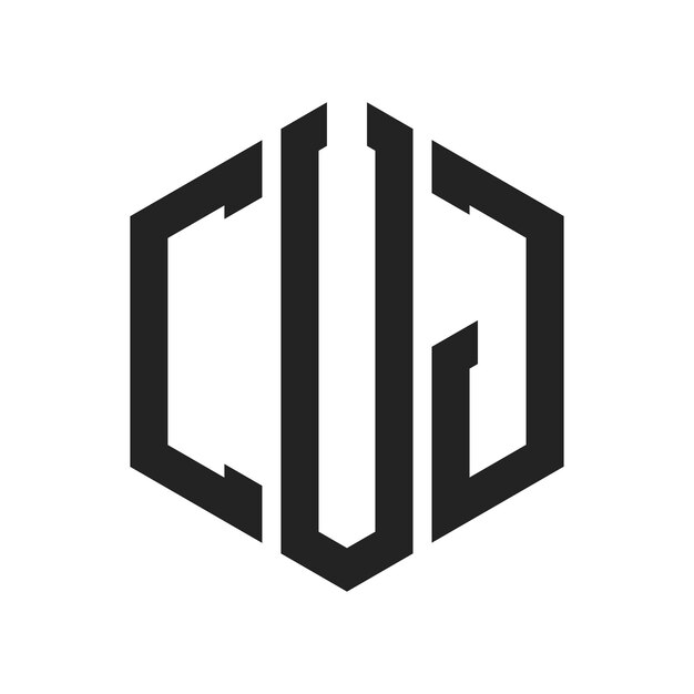 Diseño del logotipo CUJ Letra inicial CUJ Monograma Logotipo con forma de hexágono
