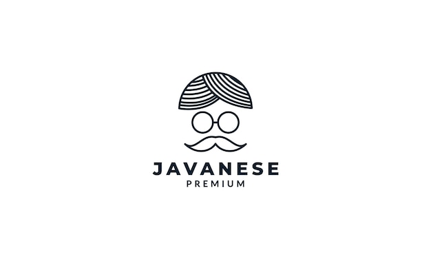 Diseño del logotipo de la cultura del sombrero de Javanese Indonesia