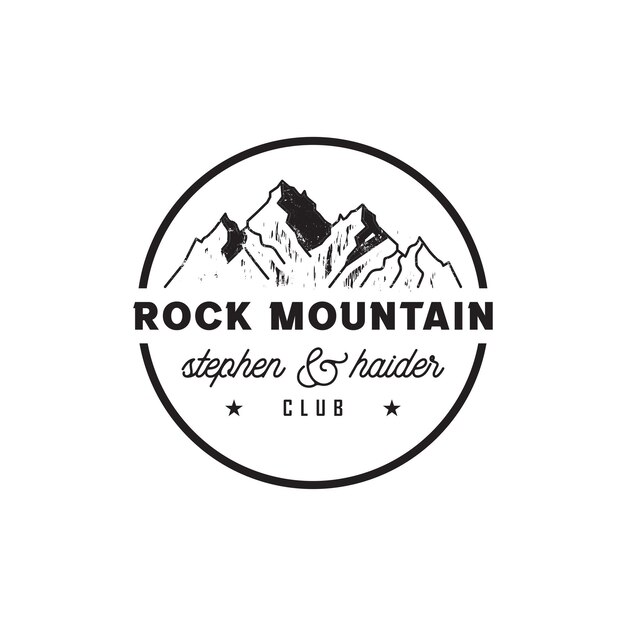 Vector diseño del logotipo de la cumbre de la montaña conjunto de íconos de aventura de senderismo al aire libre símbolo de viaje en el desierto alpino