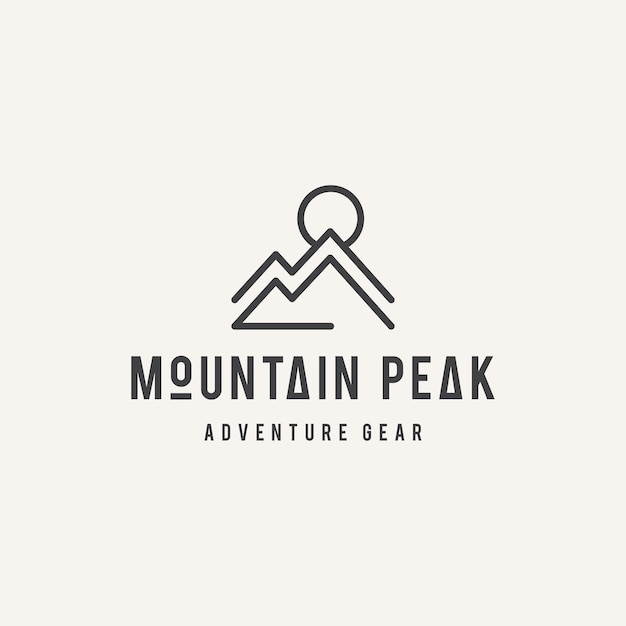Diseño del logotipo de la cumbre de la montaña Conjunto de íconos de aventura de senderismo al aire libre Símbolo de viaje