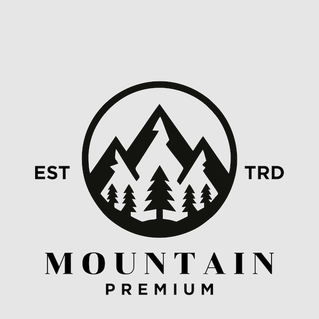 Diseño del logotipo de la cumbre de la montaña Icono de aventura de senderismo al aire libre