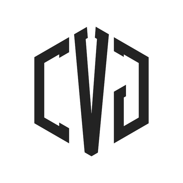 Diseño del logotipo CVJ Letra inicial CVJ Monograma Logotipo con forma de hexágono