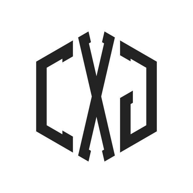 Diseño del logotipo CXJ Letra inicial CXJ Monograma Logotipo con forma de hexágono