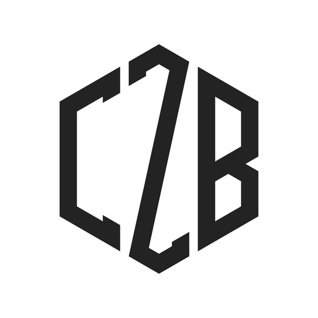 Diseño del logotipo de CZB Letra inicial Logotipo de monograma CZB con forma de hexágono
