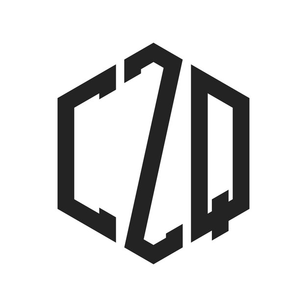 Diseño del logotipo CZQ Letra inicial CZQ Monograma Logotipo con forma de hexágono
