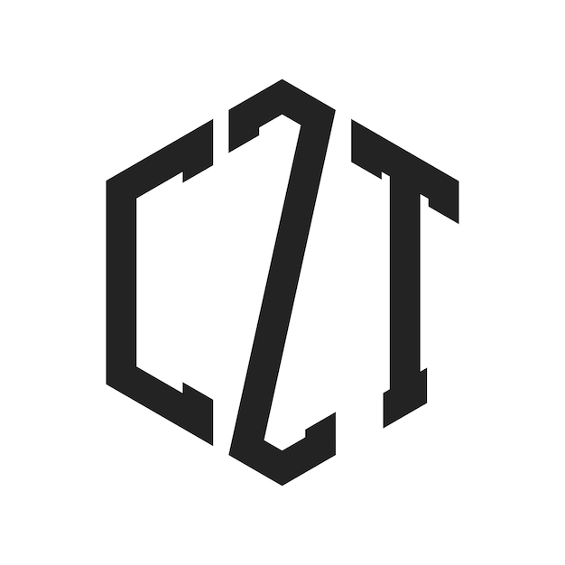 Diseño del logotipo CZT Letra inicial CZT Monograma Logotipo con forma de hexágono
