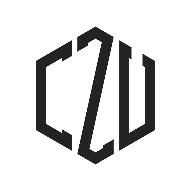 Diseño del logotipo de CZU Letra inicial CZU Monograma Logotipo con forma de hexágono