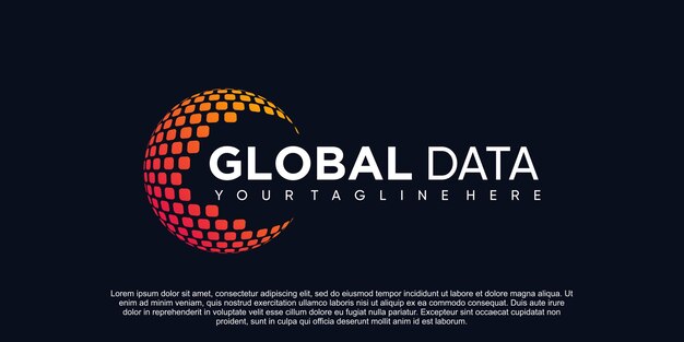 Diseño de logotipo de datos globales Vector Premium