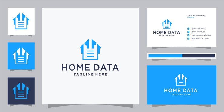 Vector diseño de logotipo de datos de inicio y tarjeta de visita.