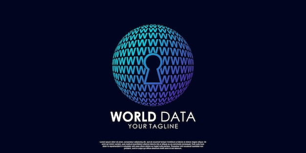 Diseño de logotipo de datos mundiales Vector Premium
