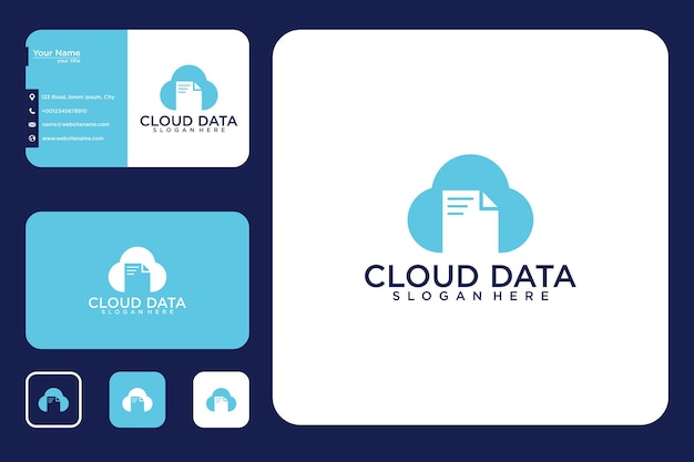 Diseño de logotipo de datos en la nube y tarjeta de visita