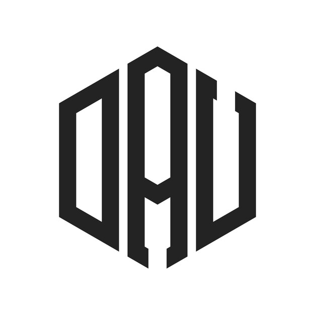 Diseño del logotipo de DAU Letra inicial Monograma de DAU Logotipo con forma de hexágono