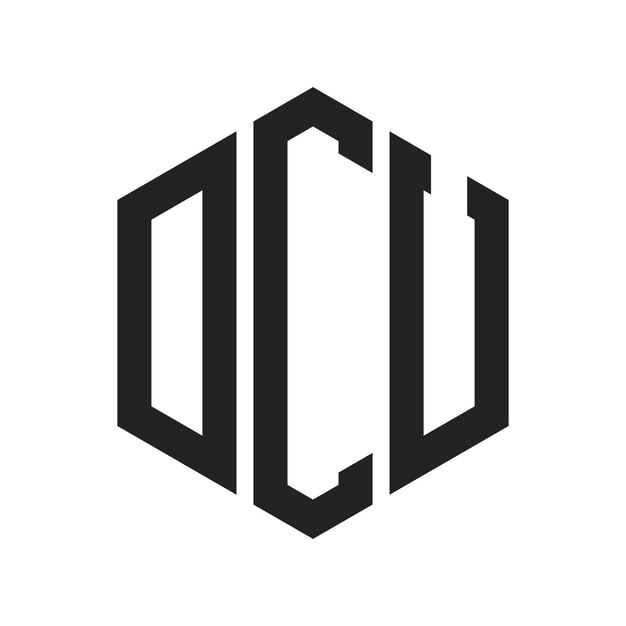 Diseño del logotipo de DCU Letra inicial Monograma de DCU Logotipo con forma de hexágono