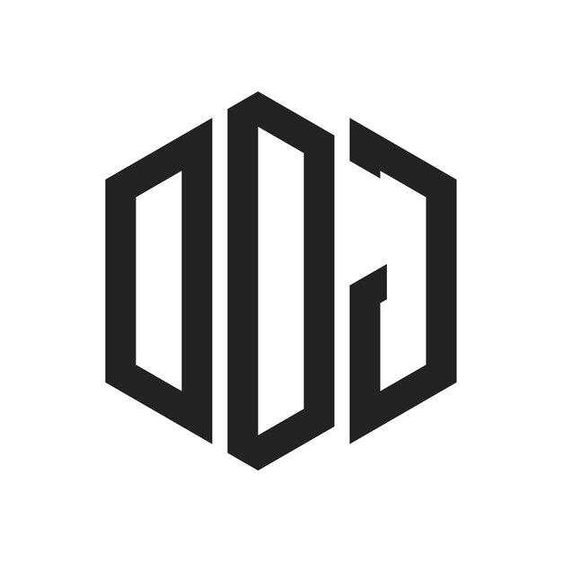 Diseño del logotipo DDJ Letra inicial DDJ Monograma Logotipo con forma de hexágono