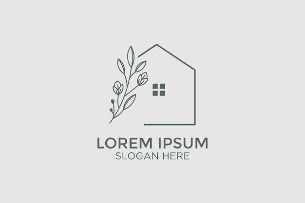 Diseño de logotipo de decoración del hogar de estilo minimalista.