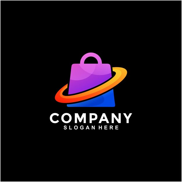 Vector diseño de logotipo degradado de bolsa de compras