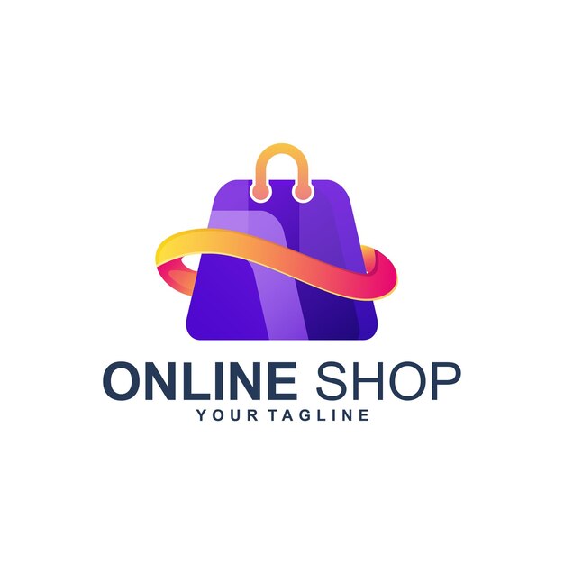 Diseño de logotipo degradado de bolsa de compras