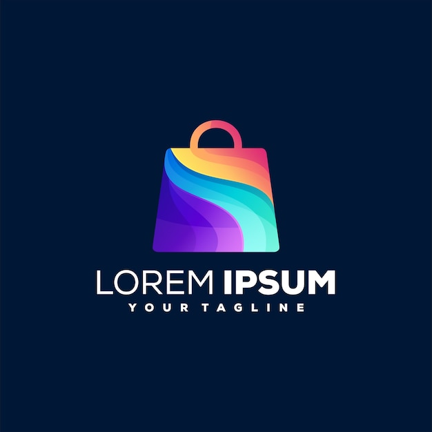 Diseño de logotipo degradado de bolsa de compras