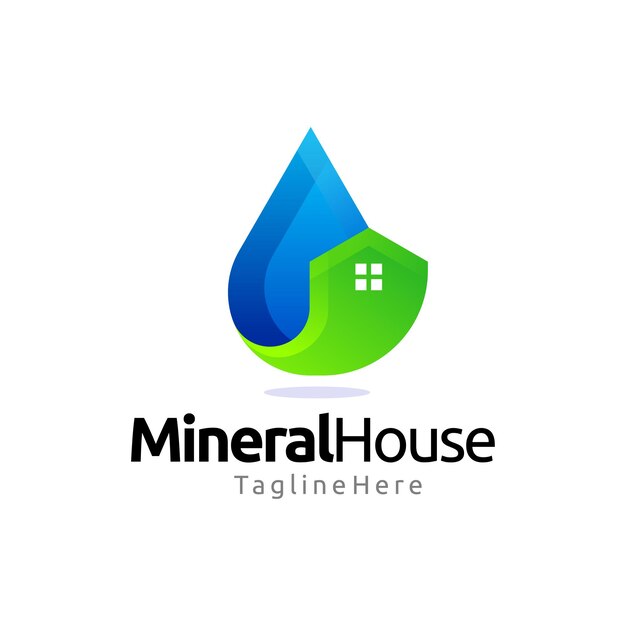 Vector diseño de logotipo degradado de casa de agua mineral