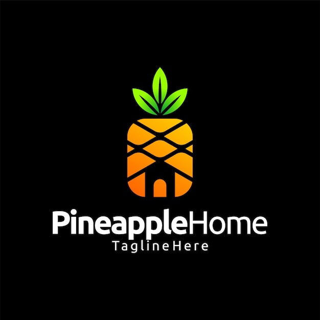 Diseño de logotipo degradado de casa de piña