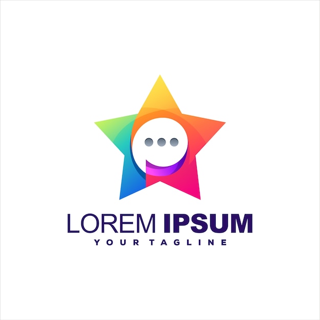 Diseño de logotipo degradado de chat de estrellas