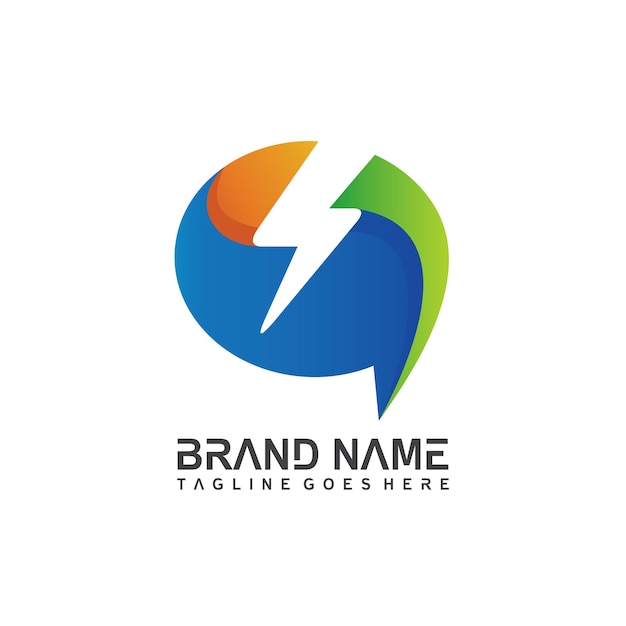 Diseño de logotipo degradado de chat flash