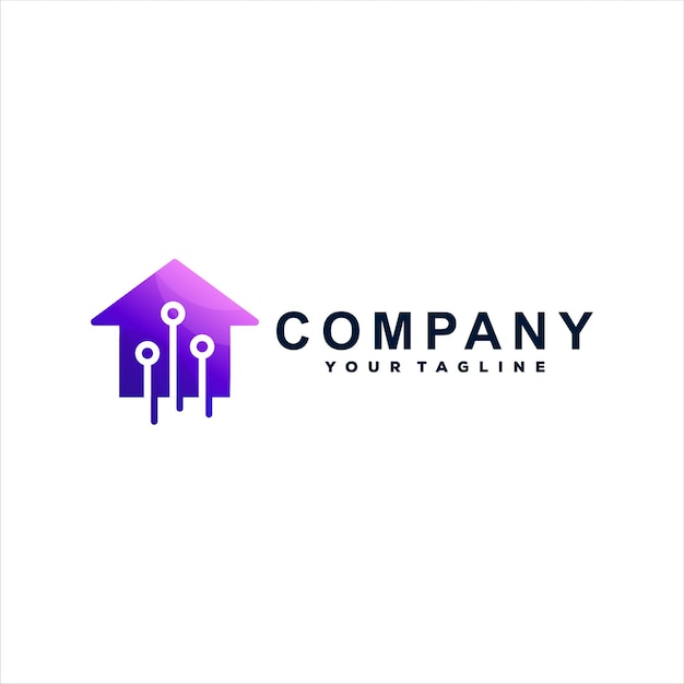 Diseño de logotipo degradado de color de la casa