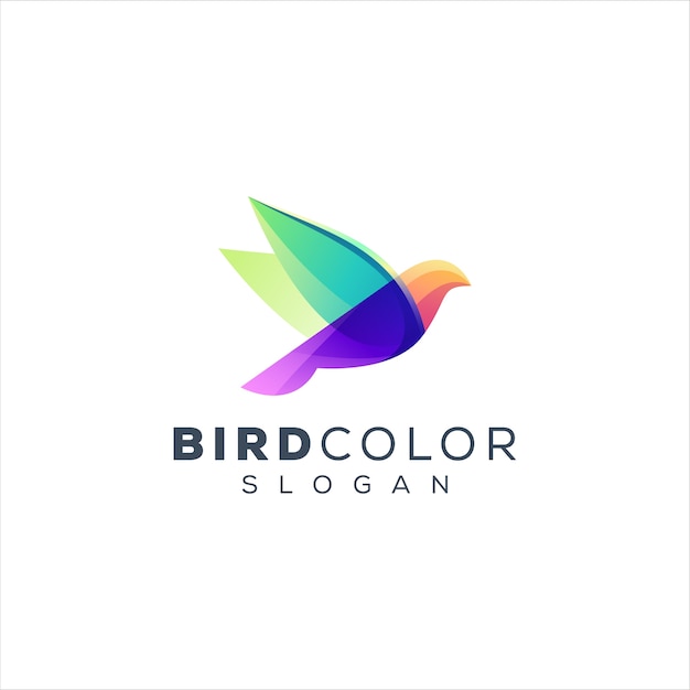 Diseño de logotipo degradado de color de pájaro