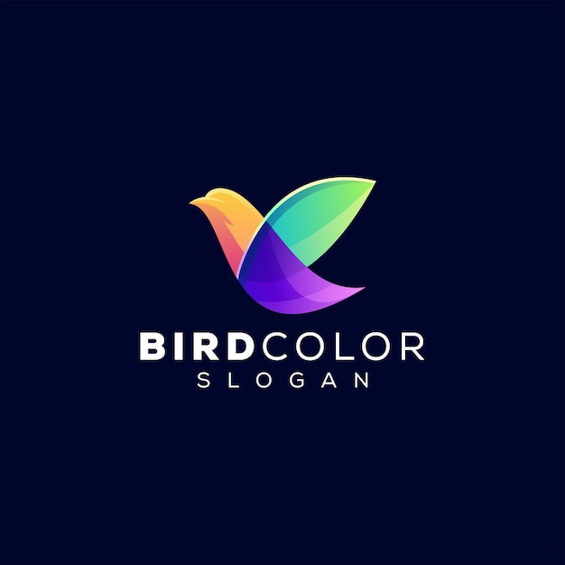 Diseño de logotipo degradado de color de pájaro