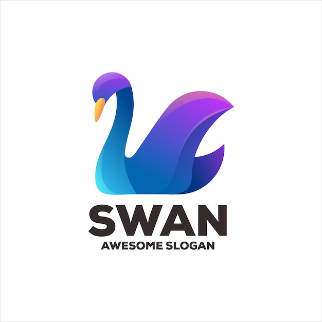 Vector diseño de logotipo degradado colorido cisne