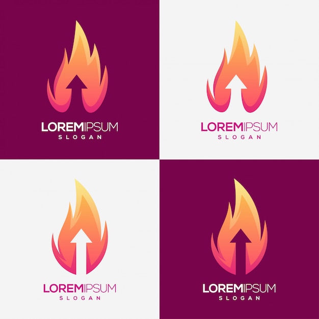 diseño de logotipo degradado colorido flecha de fuego