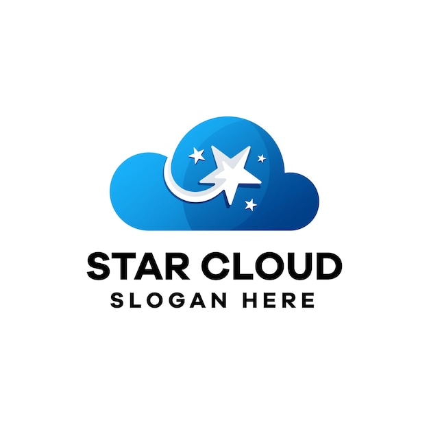 Diseño de logotipo degradado colorido de nube de estrellas