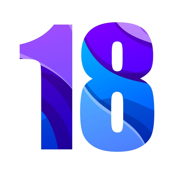 Vector diseño de logotipo degradado colorido número 18