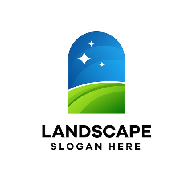 Diseño de logotipo degradado colorido paisaje