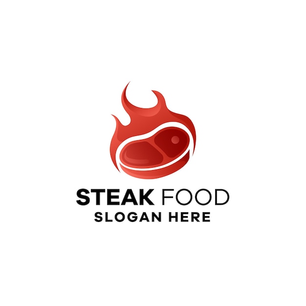 Diseño de logotipo degradado de comida de bistec